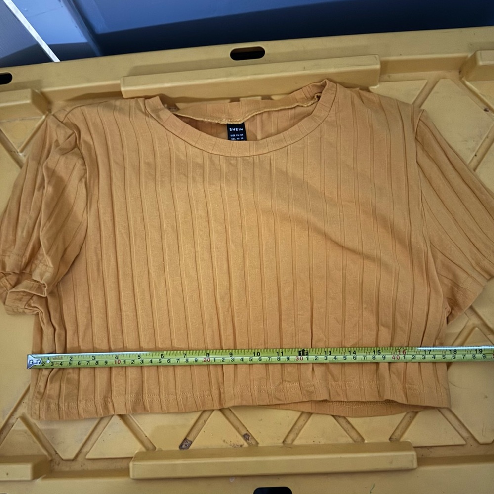 Mustard Ribbed Crop Top - Picture 6 of 6